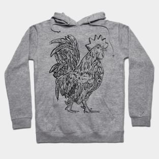 Line drawing rooster Hoodie